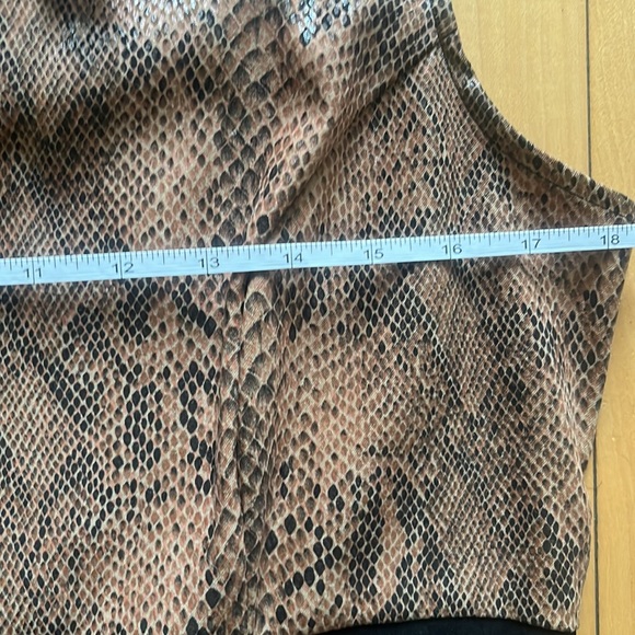 🌺2 for 50$🌺 Vintage 1980s Black Midi Dress with Faux Brown Snakeskin - Picture 7 of 13